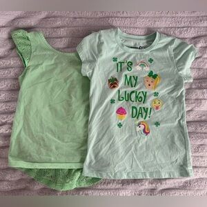 Girls 6/6X Green Graphic T-Shirts Set